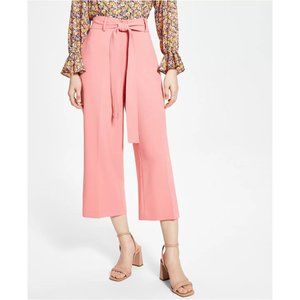 Bar III Women's Textured Tie-Waist Crepe Pants, Coral Rose